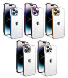 iPhone 14 Pro Uyumlu Kamera Korumalı Renkli Çerçeveli Zore Garaj Kapak-Gümüş