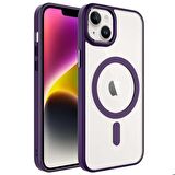 iPhone 14 Kılıf Wireless Şarj Özellikli Krom Magsafe Silikon Kapak