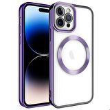 iPhone 14 Pro Uyumlu Magsafe Wireless Şarj Özellikli Zore Setro Silikon-Derin Mor