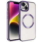 Apple iPhone 14 Plus Kılıf Magsafe Wireless Şarj Özellikli Zore Setro Silikon-Derin Mor