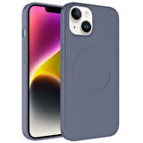 iPhone 14 Uyumlu Magsafe Wireless Şarj Özellikli Pastel Renk Silikon Zore Plas Kılıf-Lavendery