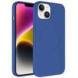 iPhone 14 Plus Uyumlu Magsafe Wireless Şarj Özellikli Pastel Renk Silikon NRTK Plas Kılıf-Mavi