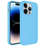 iPhone 11 Pro Uyumlu Magsafe Wireless Şarj Özellikli Pastel Renk Silikon Zore Plas Kılıf-Mavi