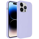 iPhone 12 Pro Uyumlu Magsafe Wireless Şarj Özellikli Pastel Renk Silikon Zore Plas Kılıf-Lila