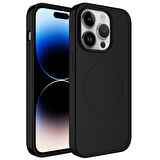 iPhone 13 Pro Uyumlu Magsafe Wireless Şarj Özellikli Pastel Renk Silikon Zore Plas Kılıf-Siyah