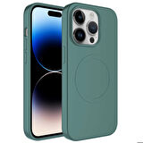 iPhone 13 Pro Uyumlu Magsafe Wireless Şarj Özellikli Pastel Renk Silikon Zore Plas Kapak-Koyu 