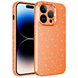 iPhone 14 Pro Max Uyumlu Kamera Korumalı Simli Lüks Zore Koton Kılıf-Turuncu