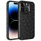 iPhone 14 Pro Uyumlu Kamera Korumalı Simli Lüks Zore Koton Kılıf-Siyah
