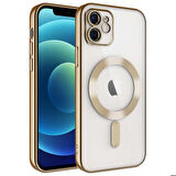 iPhone 11 Uyumlu Kamera Korumalı Magsafe Wireless Şarj Özellikli Zore Demre Kapak-Gold