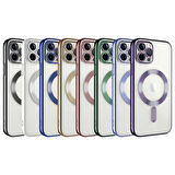 iPhone 11 Pro Uyumlu Kamera Korumalı Magsafe Wireless Şarj Özellikli Zore Demre Kılıf-Rose Gol