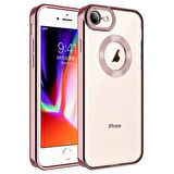 Apple iPhone 8 Kılıf Kamera Korumalı Logo Gösteren Zore Omega Kapak-Rose Gold