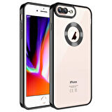 iPhone 8 Plus Uyumlu Kamera Korumalı Logo Gösteren Zore Omega Kapak-Siyah