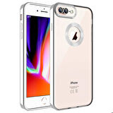 iPhone 8 Plus Uyumlu Kamera Korumalı Logo Gösteren Zore Omega Kapak-Gümüş