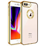 Apple iPhone 7 Plus Kılıf Kamera Korumalı Logo Gösteren Zore Omega Kapak-Gold