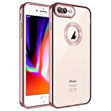 iPhone 7 Plus Uyumlu Kamera Korumalı Logo Gösteren Zore Omega Kapak-Rose Gold
