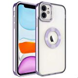 iPhone 11 Uyumlu Kamera Korumalı Logo Gösteren Zore Omega Kapak-Lila