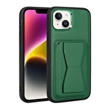 iPhone 14 Plus Kılıf Kartlıklı Standlı ​Pu Deri Memo Kapak