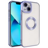 iPhone 13 Uyumlu Kamera Korumalı Logo Gösteren NRTK Omega Kılıf-Lila