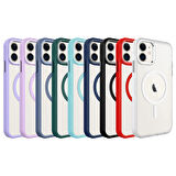 iPhone 11 Uyumlu Wireless Şarj Özellikli Zore Krom Magsafe Silikon Kapak-Lila