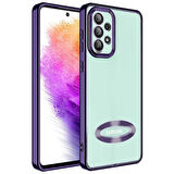 Galaxy A73 Uyumlu Kamera Korumalı Logo Gösteren Zore Omega Kapak-Derin Mor