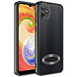Galaxy A04 Uyumlu Kamera Korumalı Logo Gösteren Zore Omega Kapak-Siyah