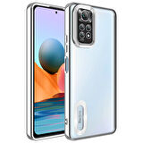 Xiaomi Redmi Note 11S Global Kılıf Kamera Korumalı Logo Gösteren Zore Omega Kapak-Gümüş