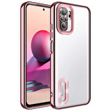 Xiaomi Redmi Note 10S Kılıf Kamera Korumalı Logo Gösteren Zore Omega Kapak-Rose Gold