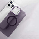 iPhone 14 Pro Uyumlu Magsafe Şarj Özellikli Buzlu Sert PC Zore Tuval Kılıf-Derin Mor