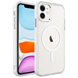 Apple iPhone 11 Kılıf Wireless Şarj Özellikli Zore Krom Magsafe Silikon Kapak