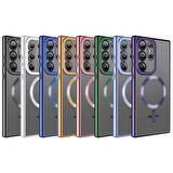 Galaxy S23 Ultra Uyumlu Magsafe Wireless Şarj Özellikli Zore Setro Silikon-Gümüş