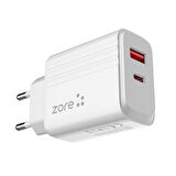 Beyaz Play Serisi PL3 Lightning 2in1 Seyahat Şarj Aleti 20W-Zore