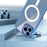 iPhone 13 Pro Uyumlu Wireless Şarj Özellikli Zore Krom Magsafe Silikon Kapak-Lavendery Gray