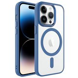 iPhone 14 Pro Max Uyumlu Wireless Şarj Özellikli Zore Krom Magsafe Silikon Kapak-Lavendery Gra