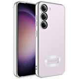 Galaxy S23 Uyumlu Kamera Korumalı Logo Gösteren Zore Omega Kılıf-Gümüş