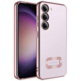 Galaxy S23 Uyumlu Kamera Korumalı Logo Gösteren Zore Omega Kılıf-Rose Gold