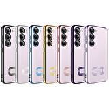 Galaxy S23 Plus Uyumlu Kamera Korumalı Logo Gösteren Zore Omega Kapak-Rose Gold