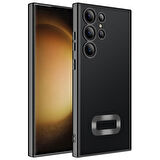Galaxy S23 Ultra Uyumlu Kamera Korumalı Logo Gösteren Zore Omega Kapak-Siyah