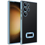 Galaxy S23 Ultra Uyumlu Kamera Korumalı Logo Gösteren Zore Omega Kılıf-Sierra Mavi