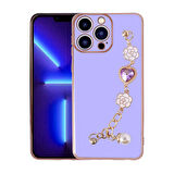 iPhone 14 Pro Uyumlu El Tutamaçlı Kamera Korumalı Zore Taka Silikon Kılıf-Mor