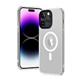 iPhone 13 Pro Max Uyumlu Wireless Şarj Özellikli Zore Hibrit Magsafe Kılıf-Renksiz
