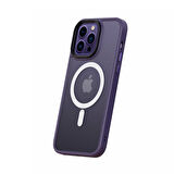 iPhone 14 Pro Max Zore Uyumlu Wireless Şarj Özellikli Zore Hibrit Magsafe Kılıf-Mor