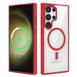 Galaxy S22 Ultra Uyumlu Magsafe Wireless Şarj Özellikli Silikon Zore Ege Kılıf-Kırmızı
