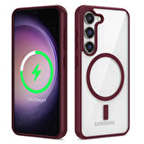 Galaxy S23 Plus Uyumlu Magsafe Wireless Şarj Özellikli Silikon Zore Ege Kılıf-Koyu Kırmızı