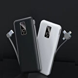 Beyaz PW-05 Hızlı Led Göstergeli Micro Lightning Type-C Kablolu Taşınabilir Powerbank 10000mAh Zore