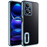 Xiaomi Redmi Note 12 Pro 5G Kamera Korumalı Şeffaf Logo Gösteren Kenarları Parlak Lüx Omega Kılıf