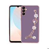 Galaxy A24 Uyumlu El Tutamaçlı Kamera Korumalı Zore Taka Silikon Kapak-Mor