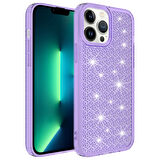 iPhone 13 Pro Max Uyumlu AirBagli Parlak Tasarımlı Zore Snow Kılıf-Mor