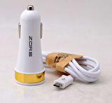 Beyaz 3 Usb li 2 in 1 Micro Araç Şarj Seti 3000 Mah Zore-CBP