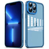 iPhone 13 Pro Uyumlu Kamera Korumalı Transparan Zore Post Kılıf-Mavi