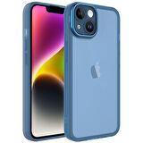 iPhone 14 Uyumlu Kamera Korumalı Transparan Zore Post Kılıf-Mavi